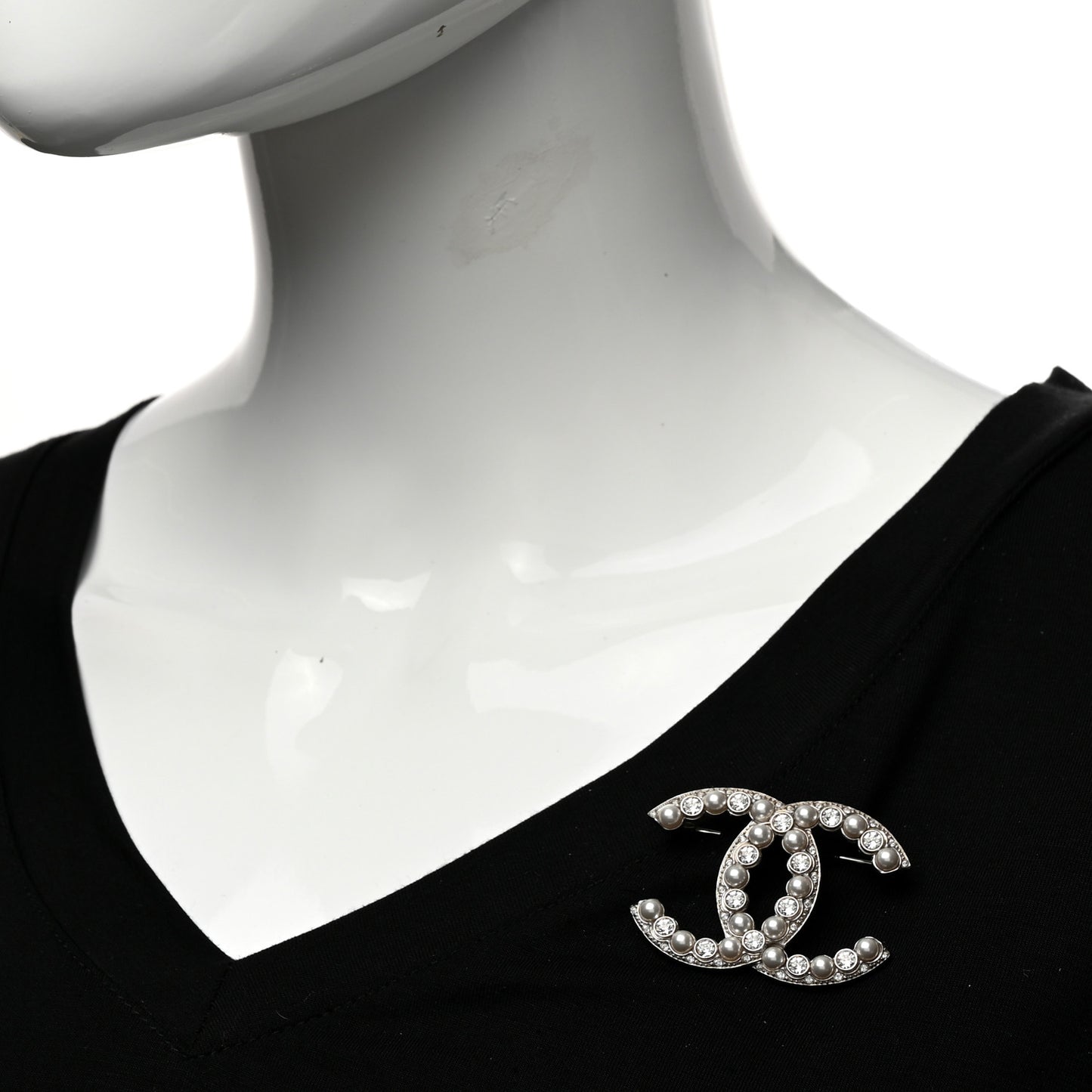 Pearl Crystal Bright Young Things CC Brooch Silver