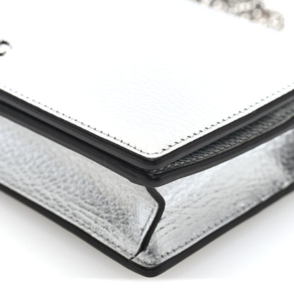 Gucci Metallic Dollar Calfskin Mini GG Marmont Chain Wallet Silver 10 of 10