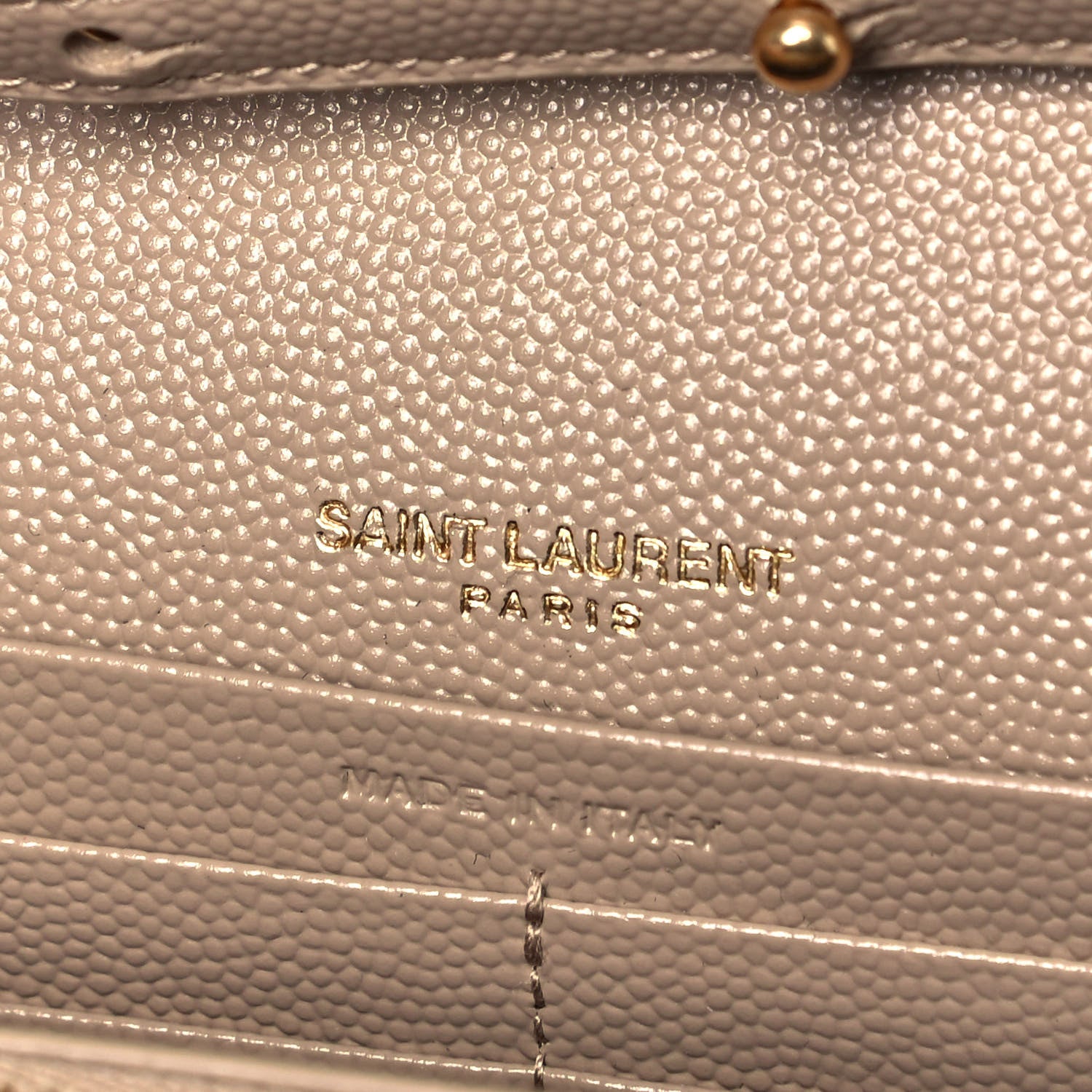 Saint Laurent Grain De Poudre Matelasse Chevron Monogram Chain Wallet Dark Beige 6 of 8