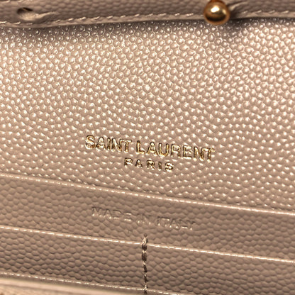 Saint Laurent Grain De Poudre Matelasse Chevron Monogram Chain Wallet Dark Beige 6 of 8