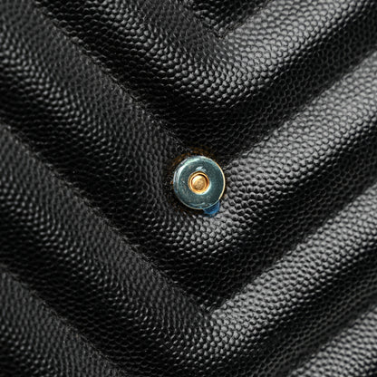 Saint Laurent Grain De Poudre Matelasse Chevron Monogram Shopping Bag Black 12 of 12