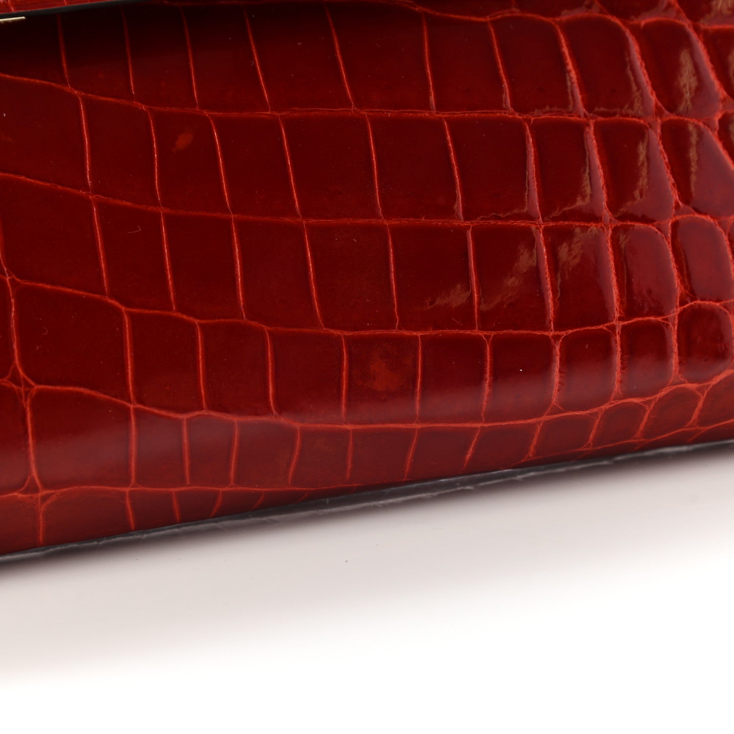 Hermes Shiny Niloticus Crocodile Kelly Cut Pochette Rouge H 8 of 12