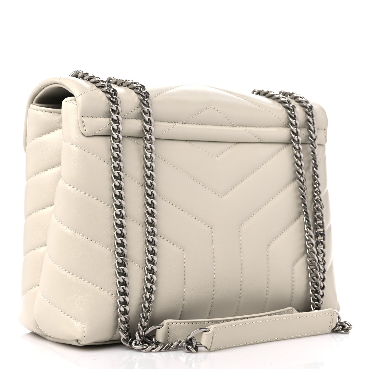 Calfskin Y Quilted Monogram Small Loulou Chain Satchel Crema Soft