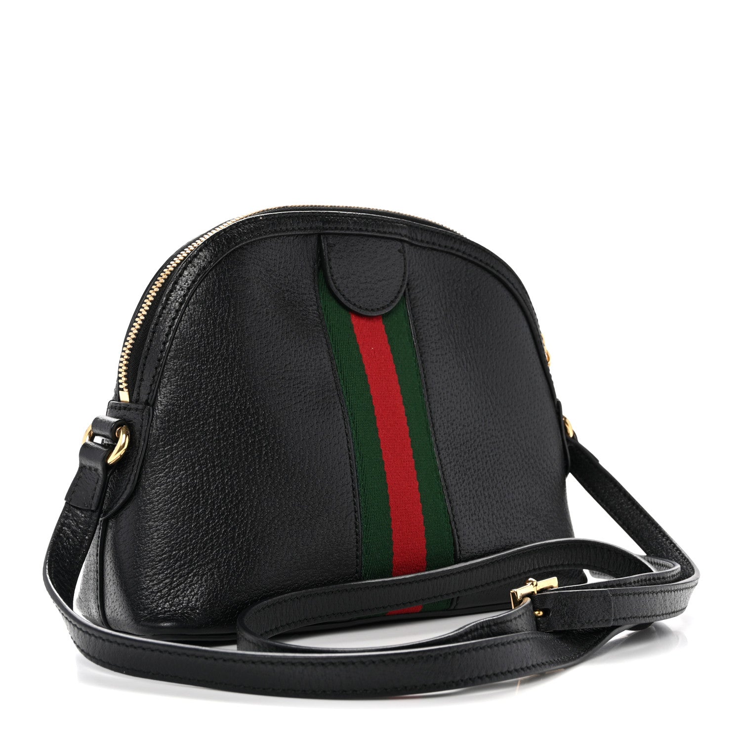 Gucci Calfskin GG Web Small Ophidia Dome Shoulder Bag Black 3 of 12