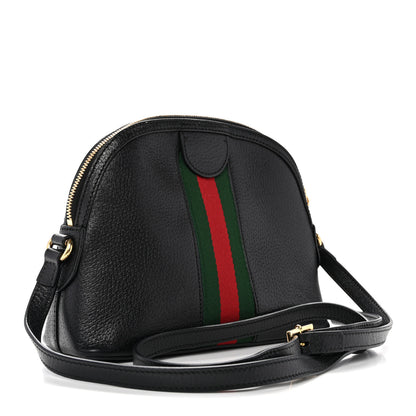 Gucci Calfskin GG Web Small Ophidia Dome Shoulder Bag Black 3 of 12