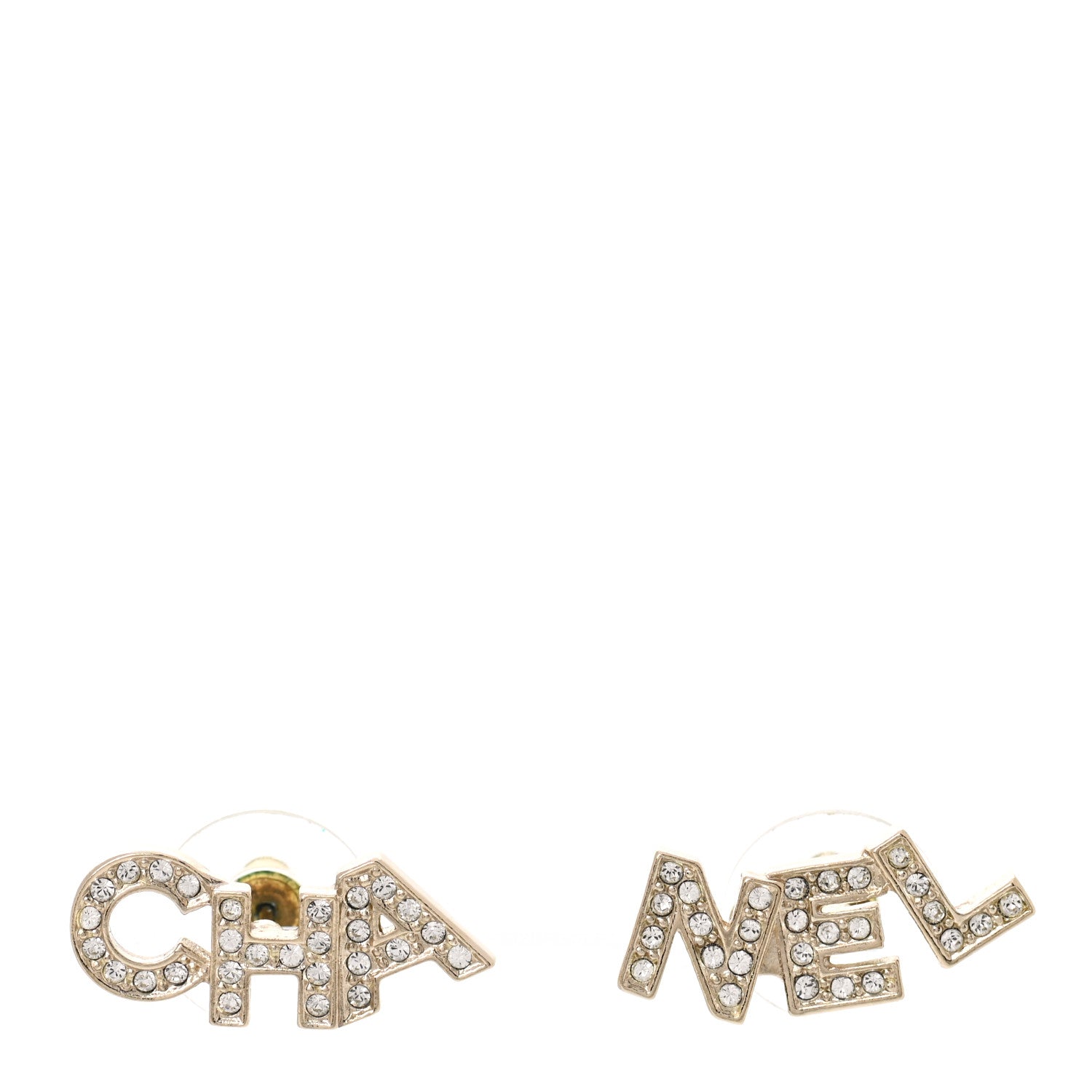 Chanel Crystal Pearl Signature Stud Earrings Gold 1 of 4