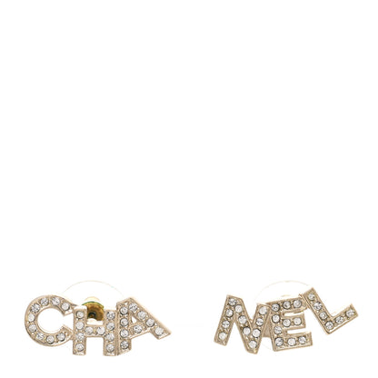 Chanel Crystal Pearl Signature Stud Earrings Gold 1 of 4