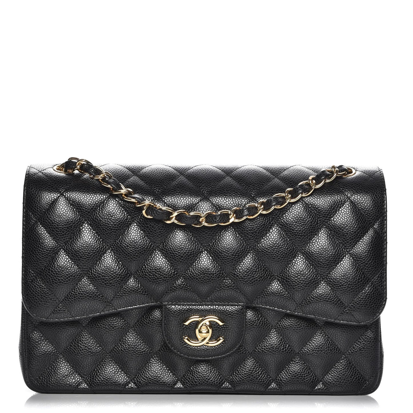 Caviar Quilted Jumbo Double Flap Black