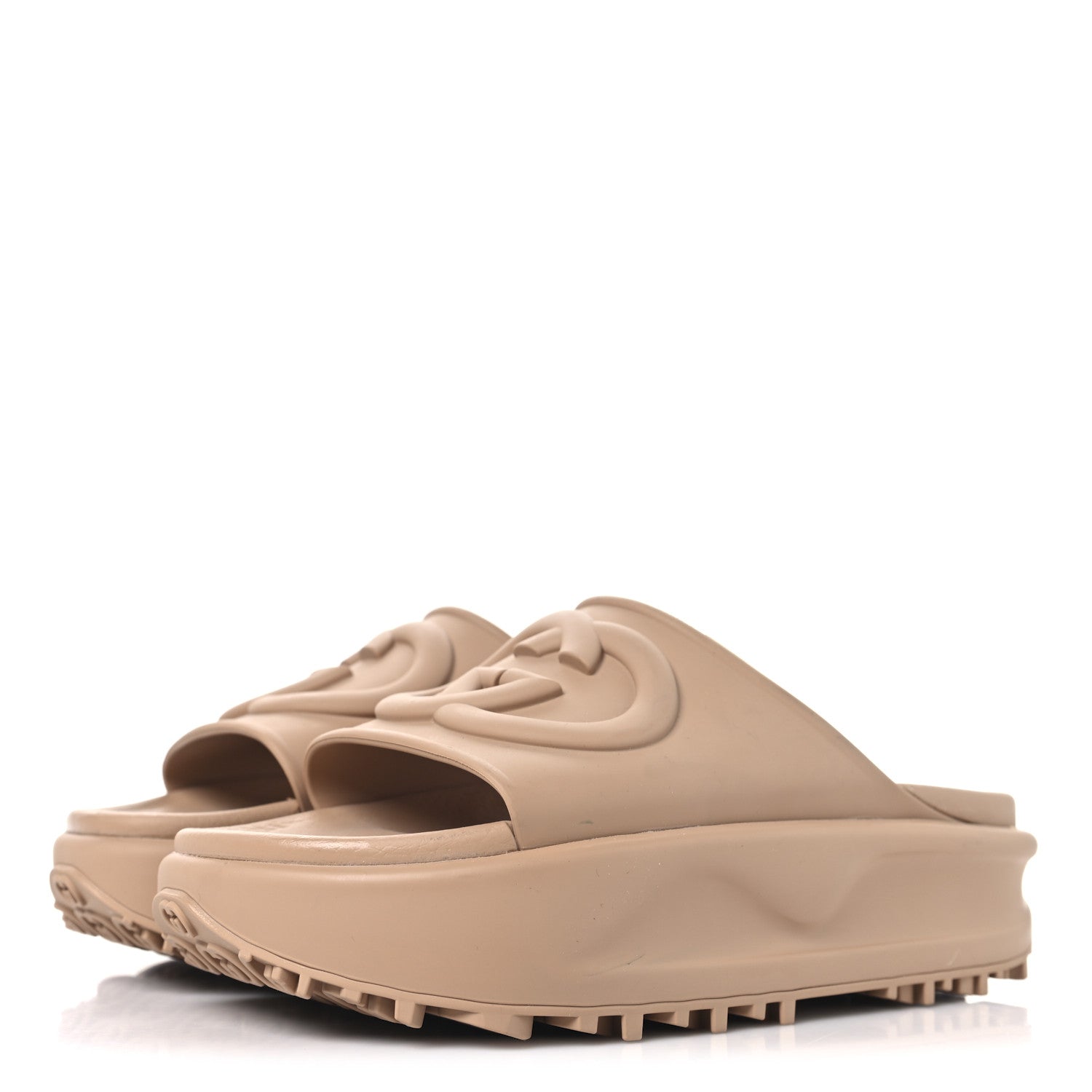 Gucci Soft Rubber Womens Interlocking G Platform 42mm Slide
