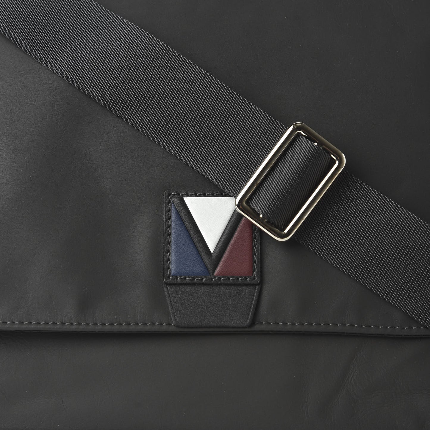 Calfskin V Line Crossbody Navy