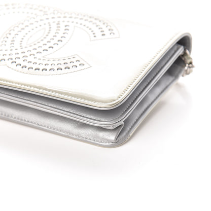 Chanel Patent Strass Wallet On Chain WOC Silver 10 of 12