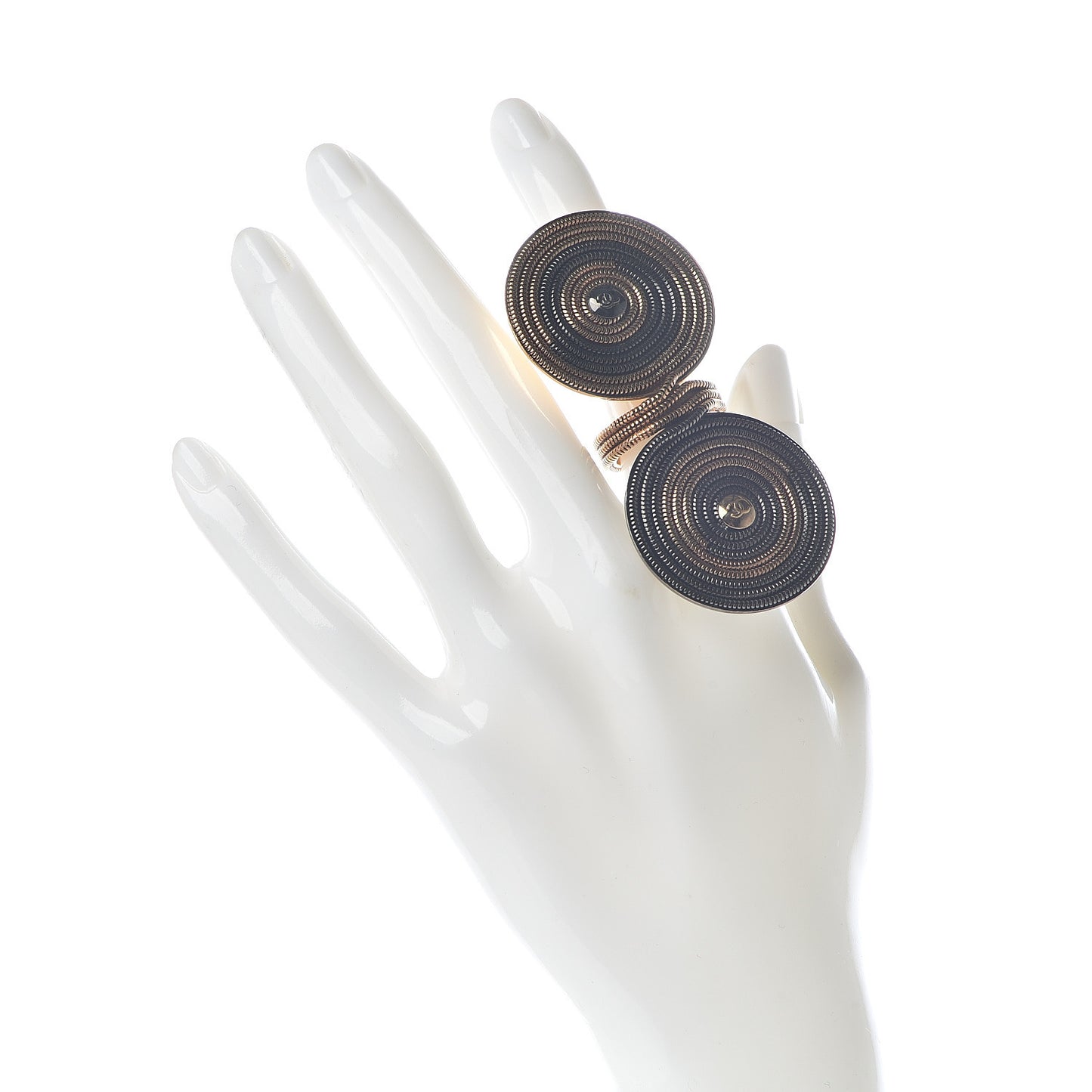 Metal Coil Disc Ring 5 Gold Ruthenium