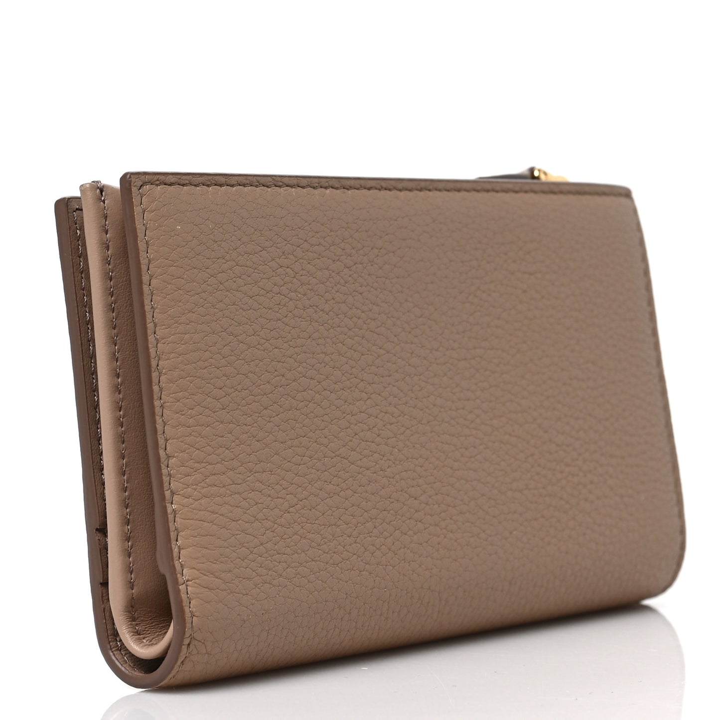 Vitello Daino Zip Wallet Cammeo