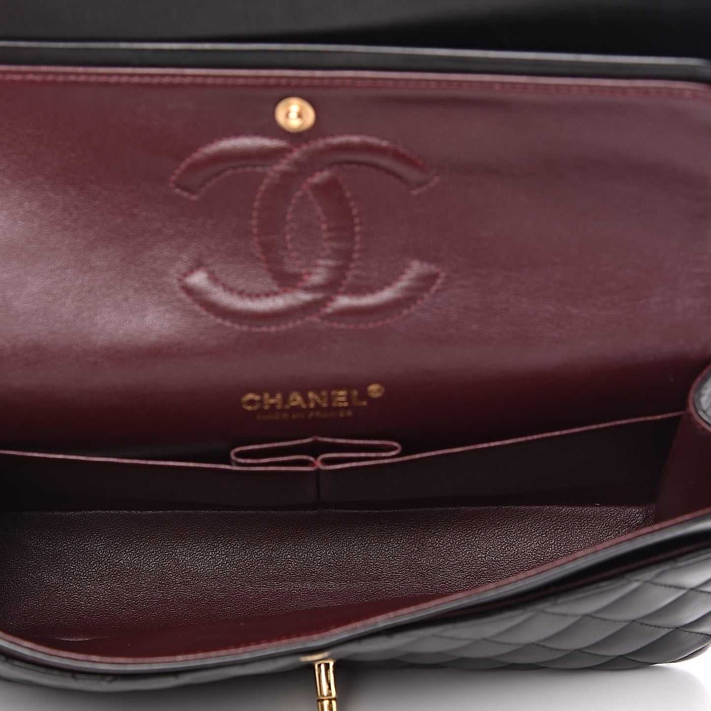 Lambskin Quilted Medium Double Flap Black
