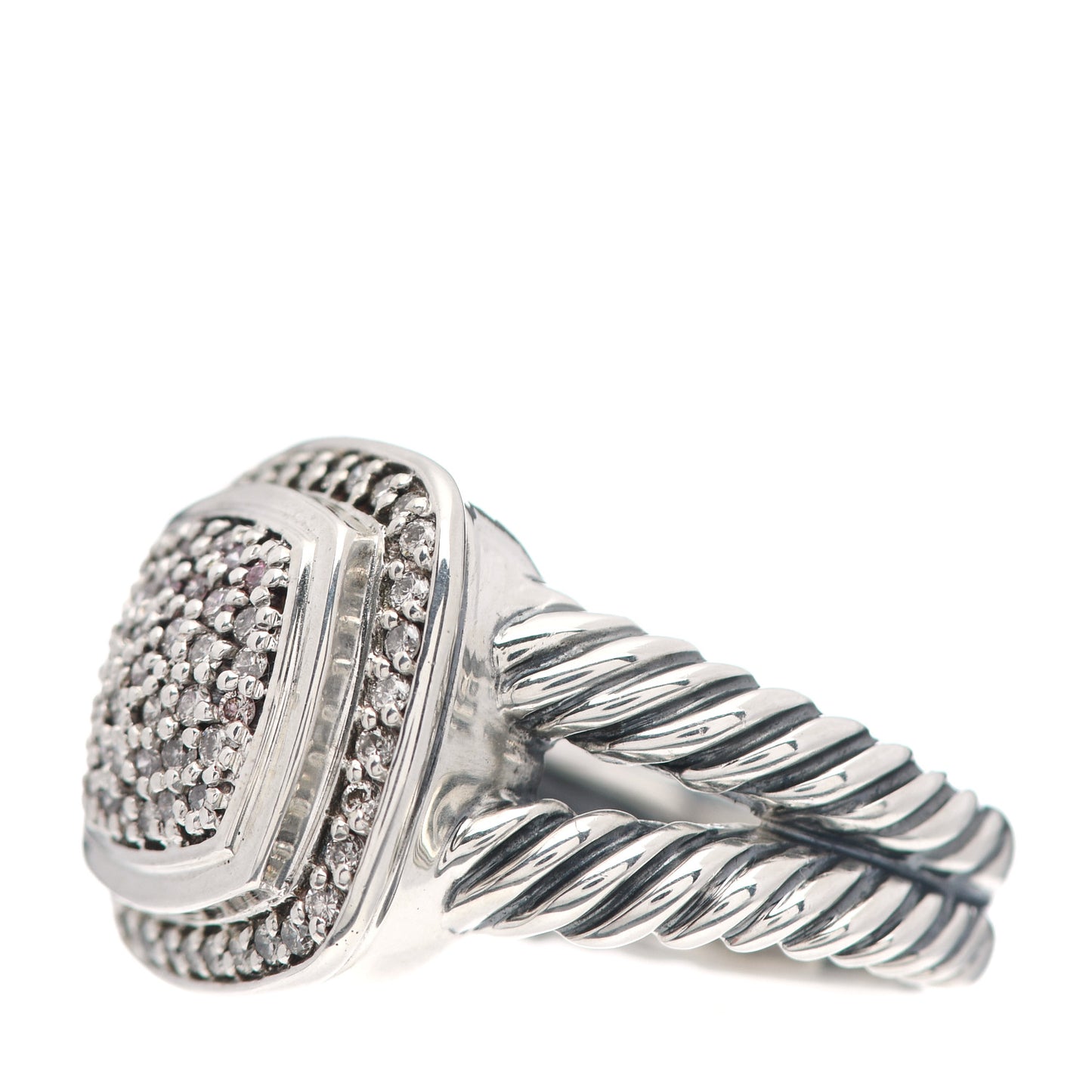 Sterling Silver Diamond 11mm Albion Pave Ring 57 8