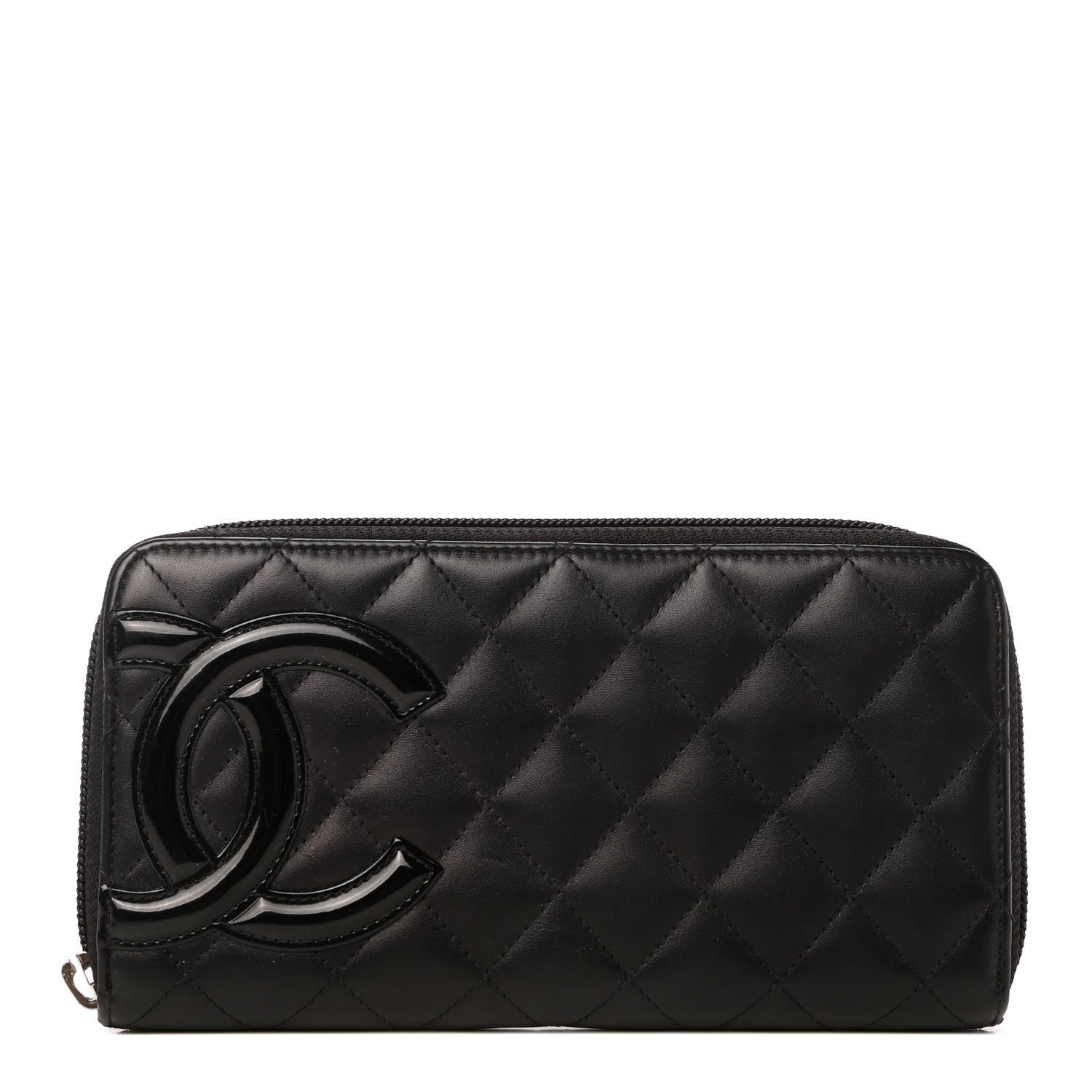 Chanel Calfskin Quilted Cambon Large Gusset Zip Around Wallet Black 1 of 9
