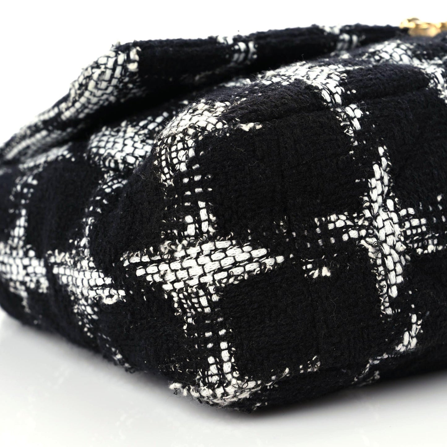 Tweed Quilted Large Chanel 19 Flap Black Ecru White