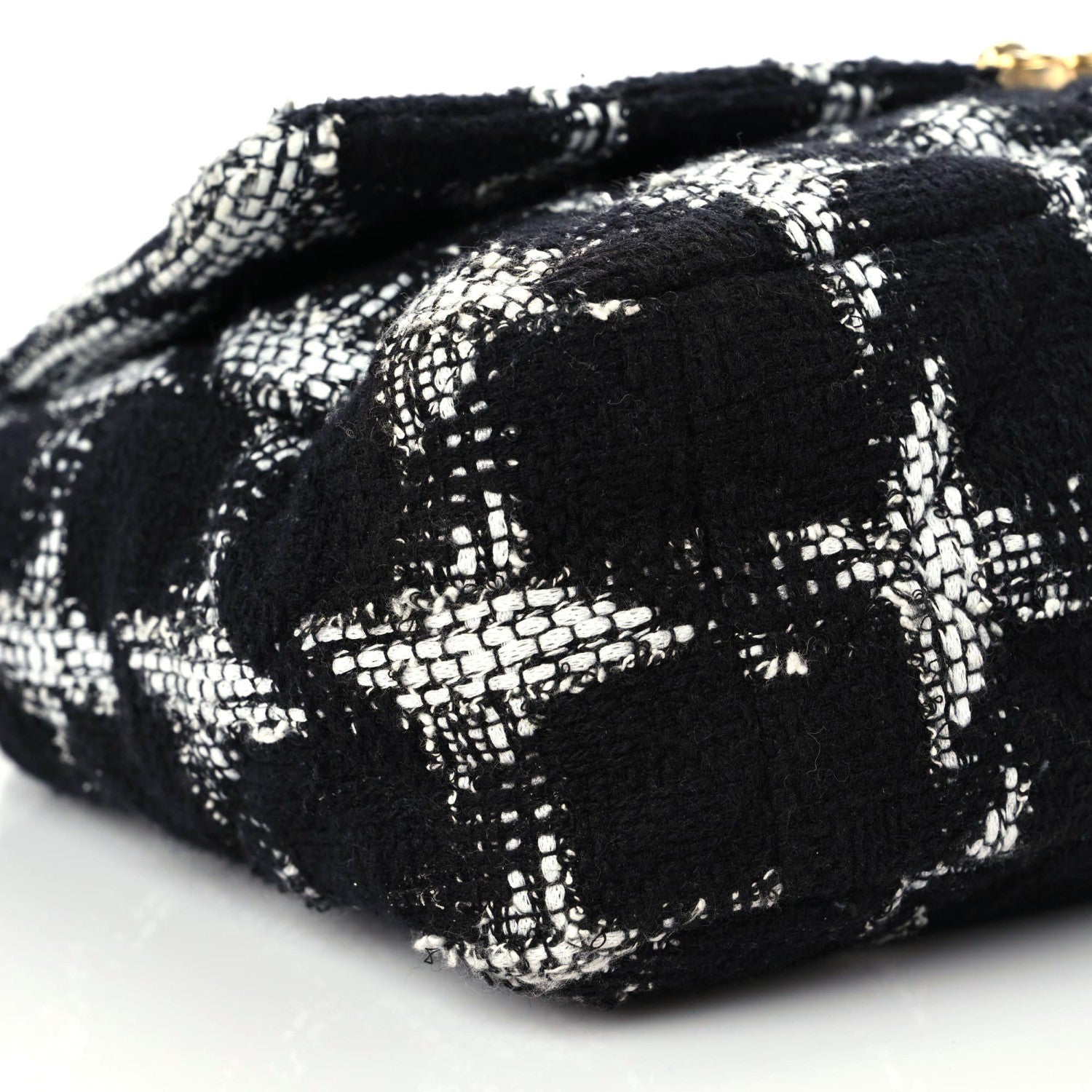 Chanel Tweed Quilted Large Chanel 19 Flap Black Ecru White 5 of 11
