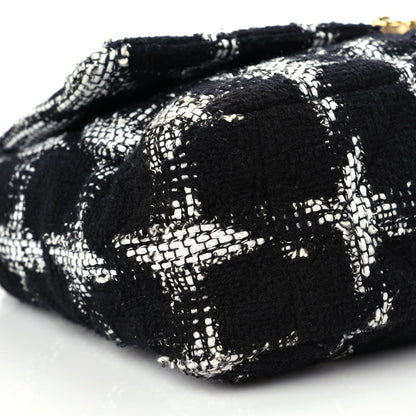 Chanel Tweed Quilted Large Chanel 19 Flap Black Ecru White 5 of 11