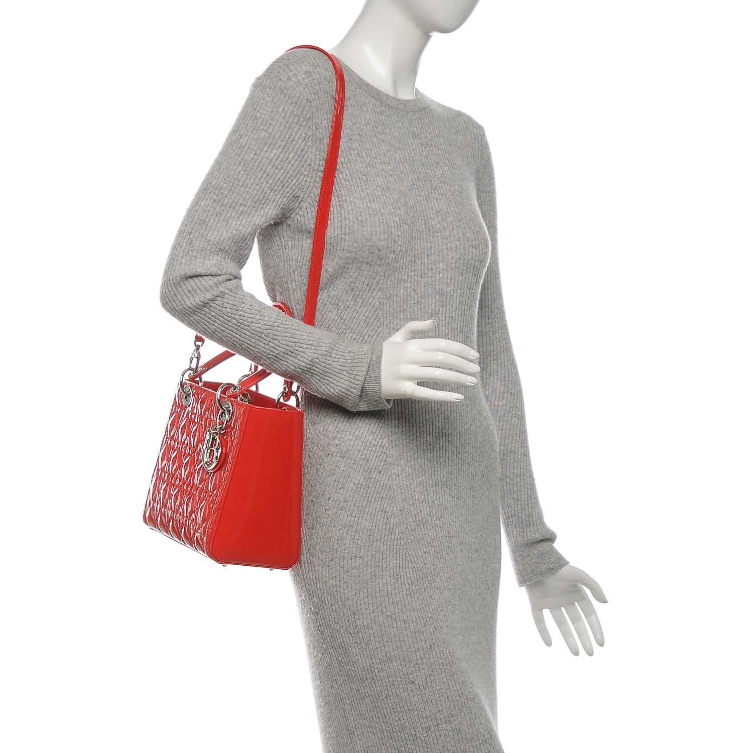 Christian Dior Patent Cannage Medium Lady Dior Papaya 2 of 6