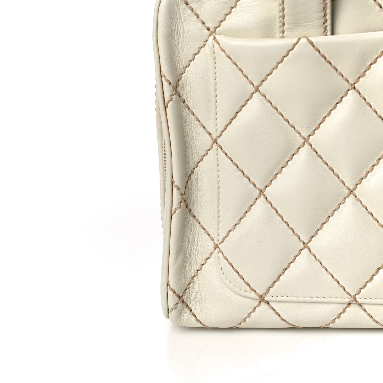 Chanel Calfskin Wild Stitch Top Handle Bag White 15 of 24