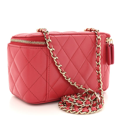 Chanel Caviar Quilted Small Vanity Case With Chain Red 3 of 11