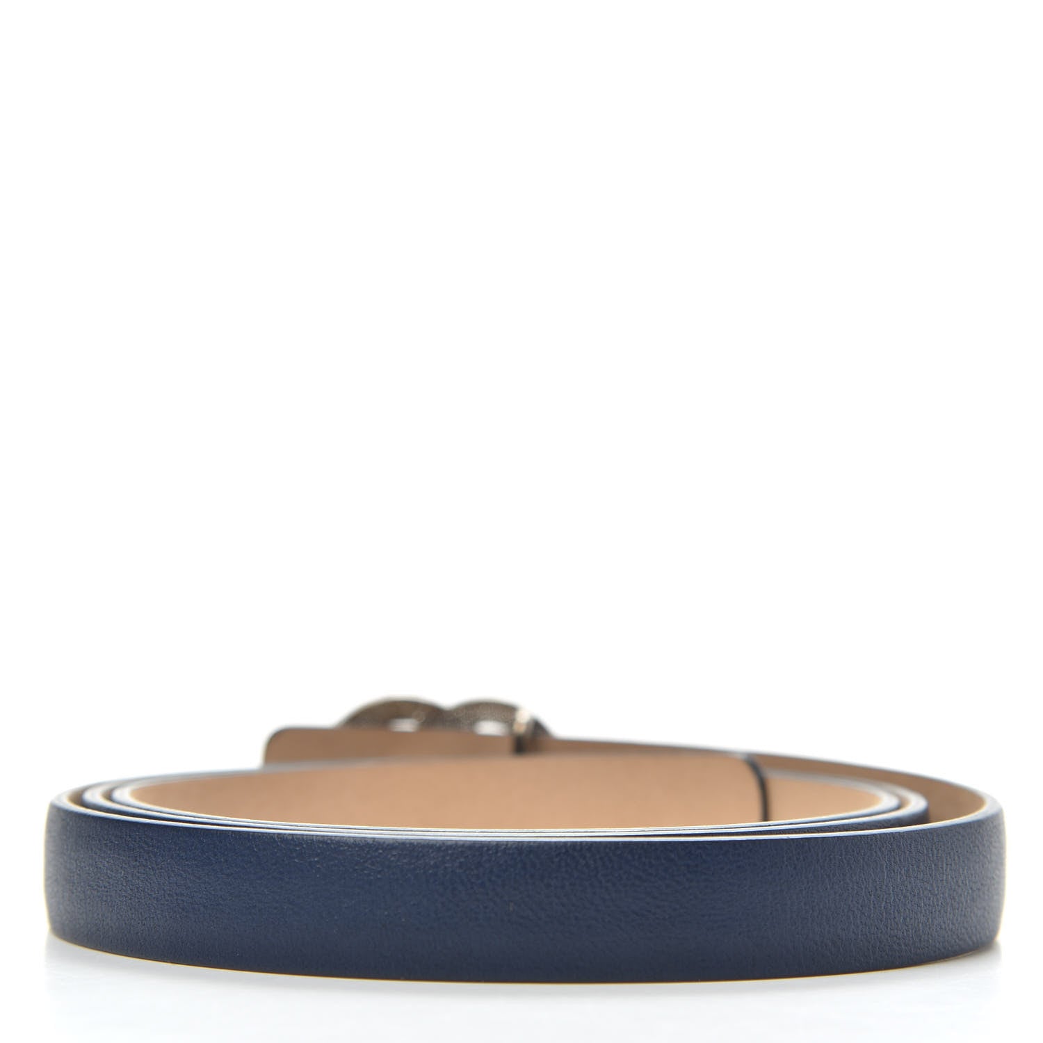 Chanel Lambskin Crystal CC Logo Skinny Belt 85 34 Navy 2 of 4