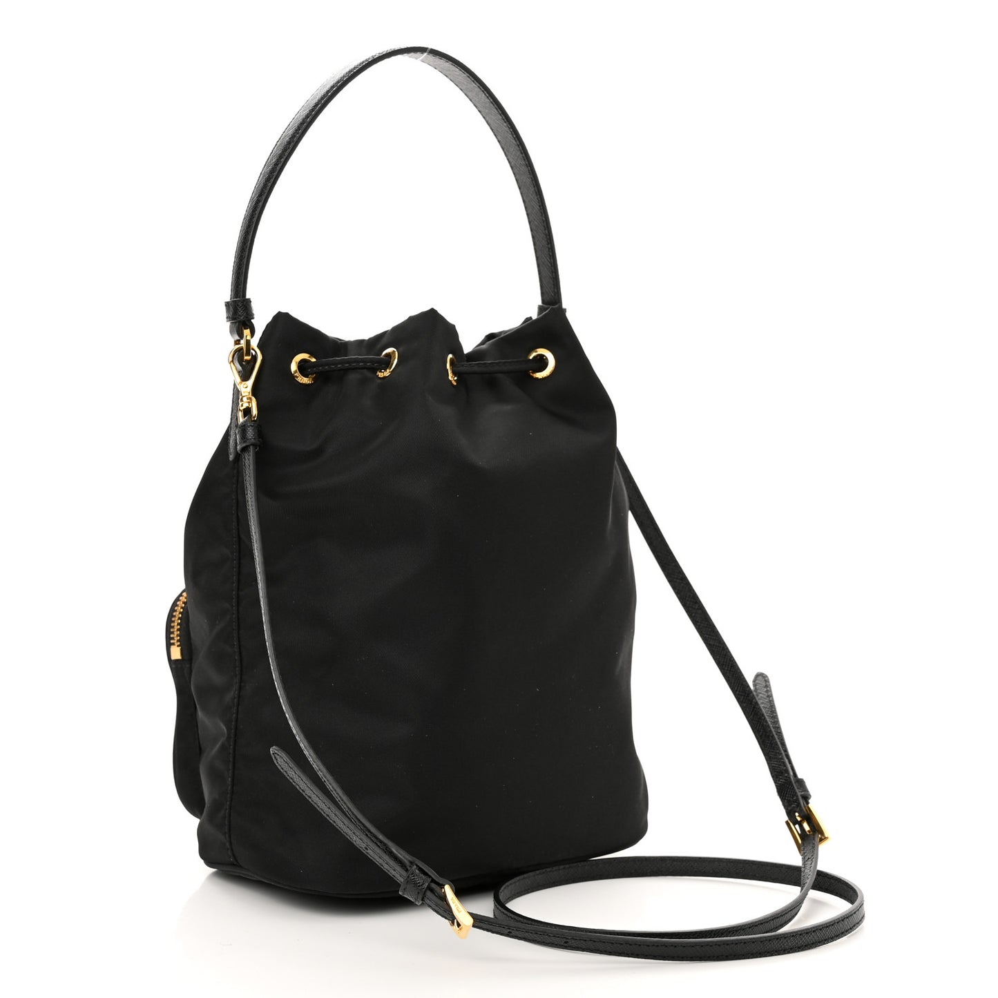 Re-Nylon Duet Drawstring Shoulder Bag Black