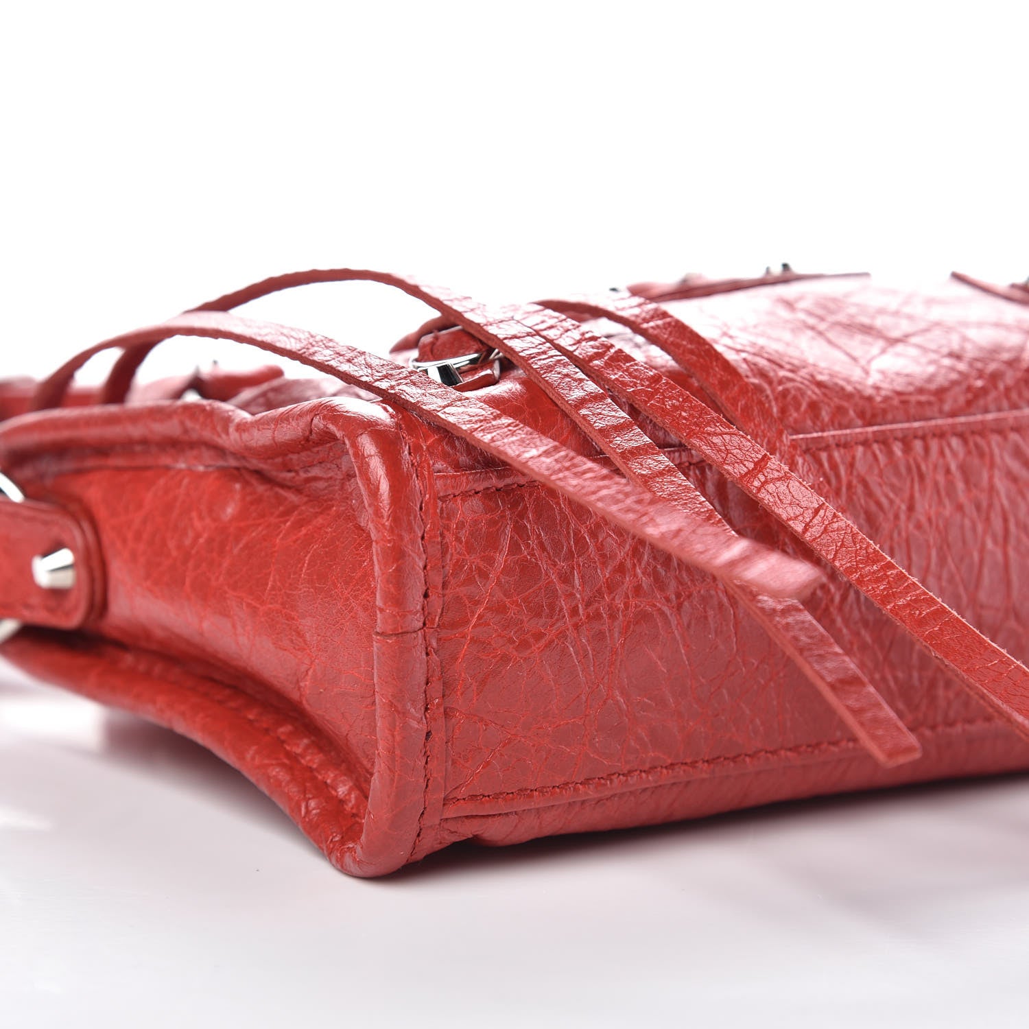 Balenciaga Agneau Classic Silver Hardware Nano City Rouge Groseille 8 of 9