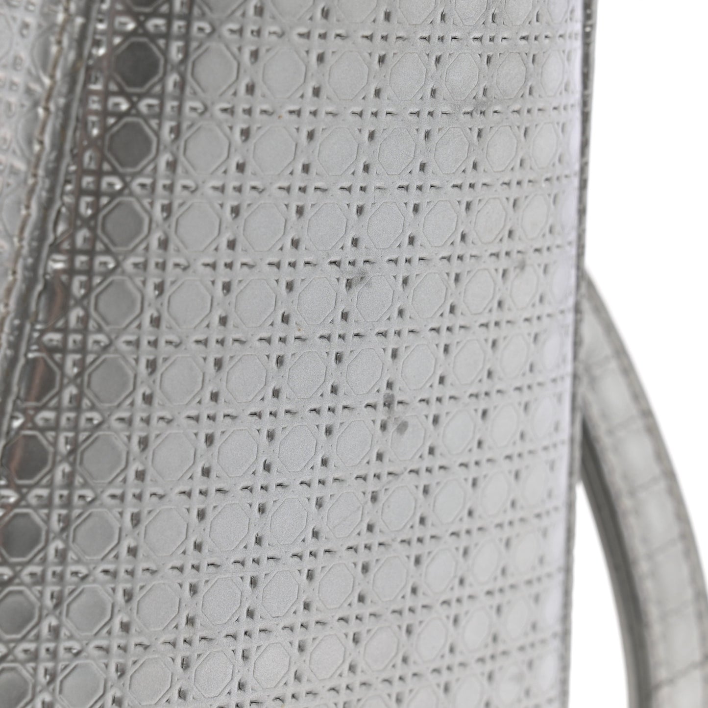 Metallic Patent Micro-Cannage Medium Lady Dior Silver