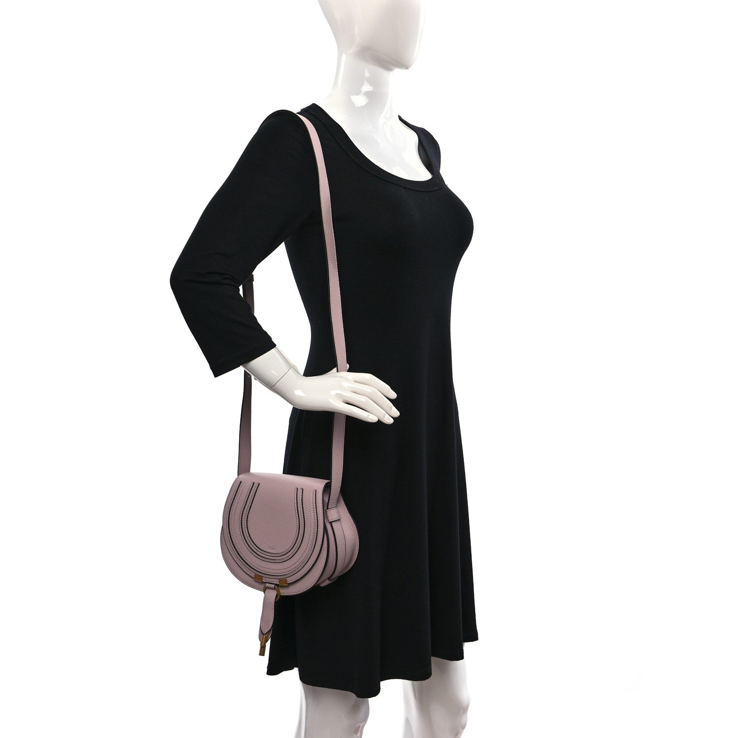 Chloe Grained Calfskin Small Marcie Saddle Bag Misty Lavender 2 of 8
