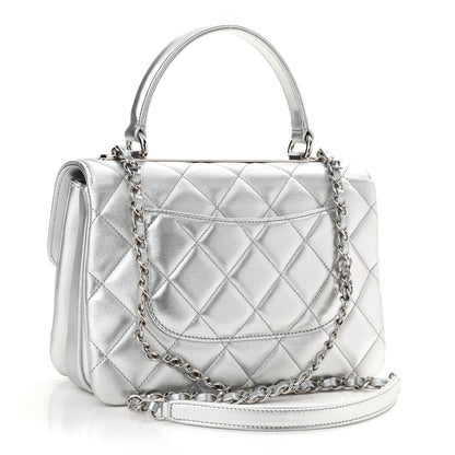 Chanel Metallic Lambskin Quilted Small Trendy CC Flap Dual Handle Bag Silver 3 of 11