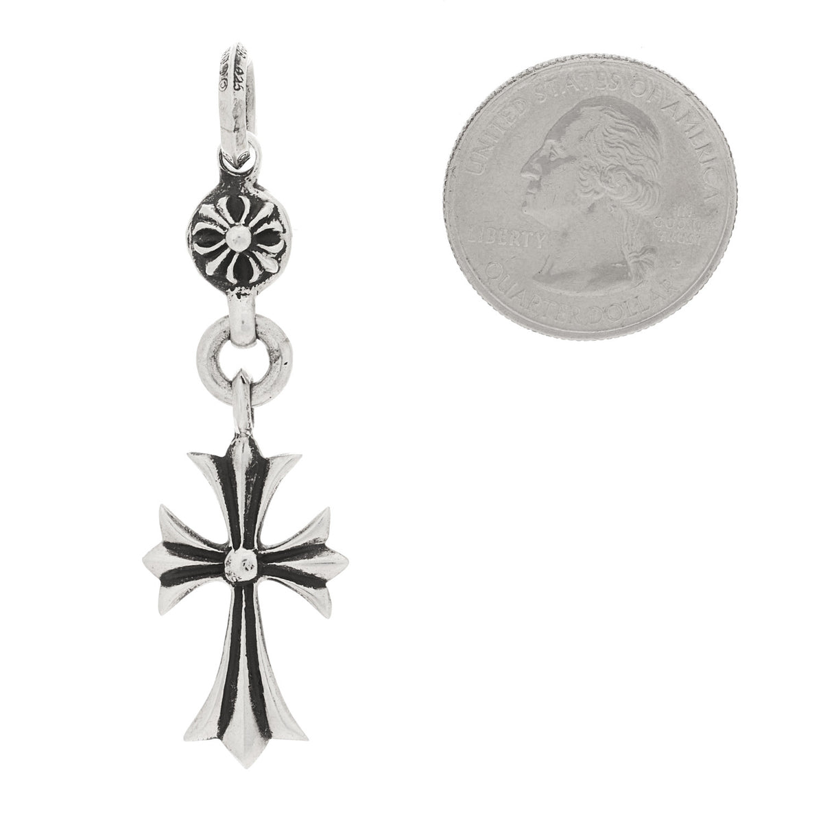 Sterling Silver Tiny CH Cross Ball Pendant