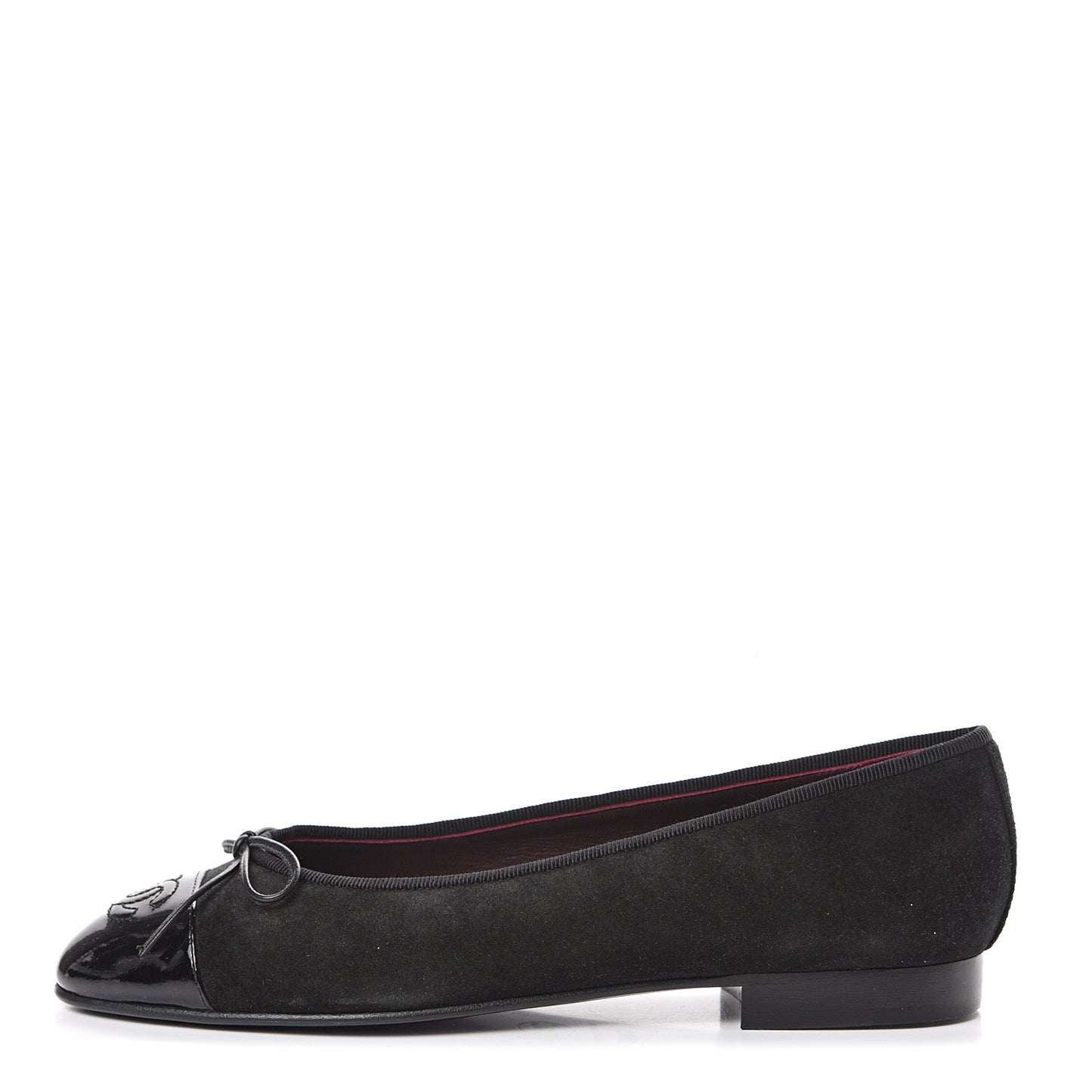 Suede Patent Cap Toe CC Ballerina Flats 36.5 Black
