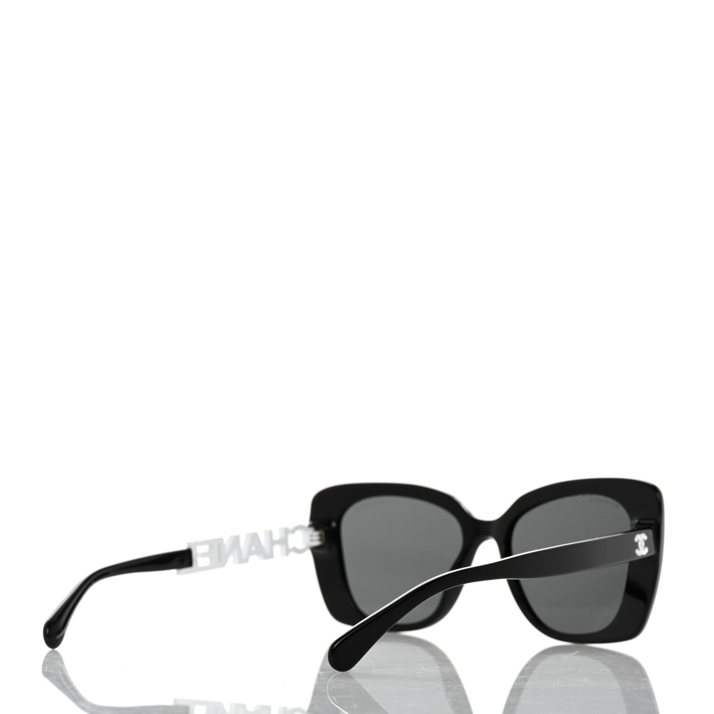 Acetate Strass Square Sunglasses 5422-B Black White