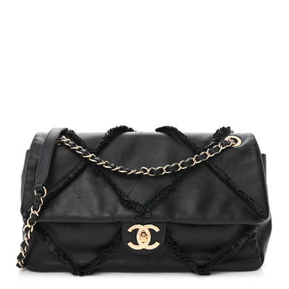 Chanel Lambskin Fringe Single Flap Black 1 of 14