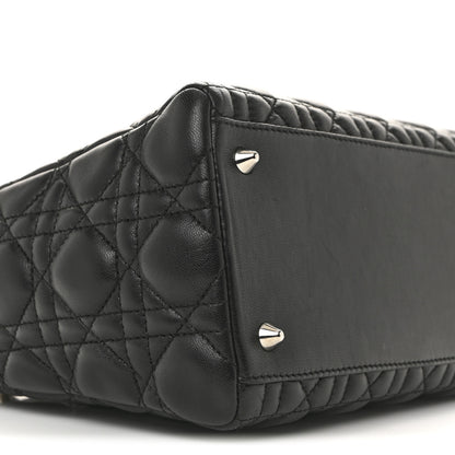 Christian Dior Lambskin Cannage Medium Lady Dior Black 9 of 15