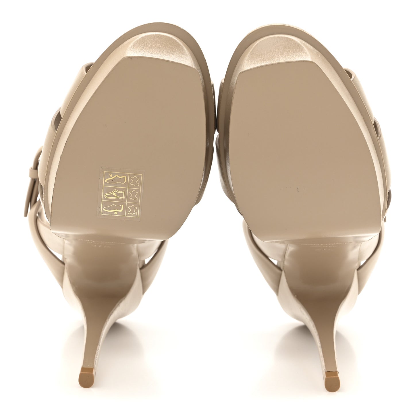 Calfskin Tribute 105 Platform Sandals 37.5 Dark Beige