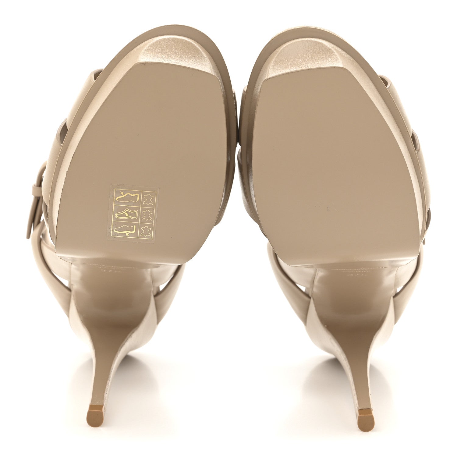 Saint Laurent Calfskin Tribute 105 Platform Sandals 37.5 Dark Beige 6 of 11