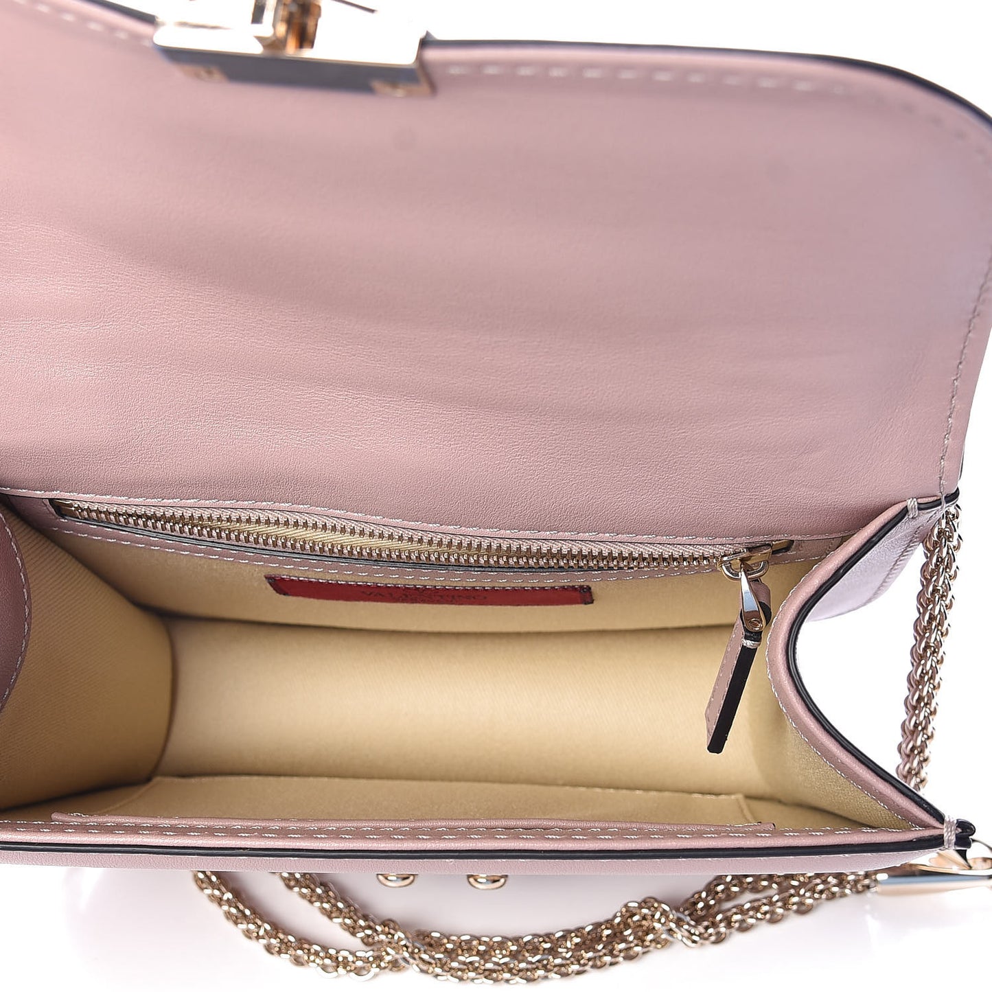 Vitello Small Glam Lock Rockstud Flap Poudre