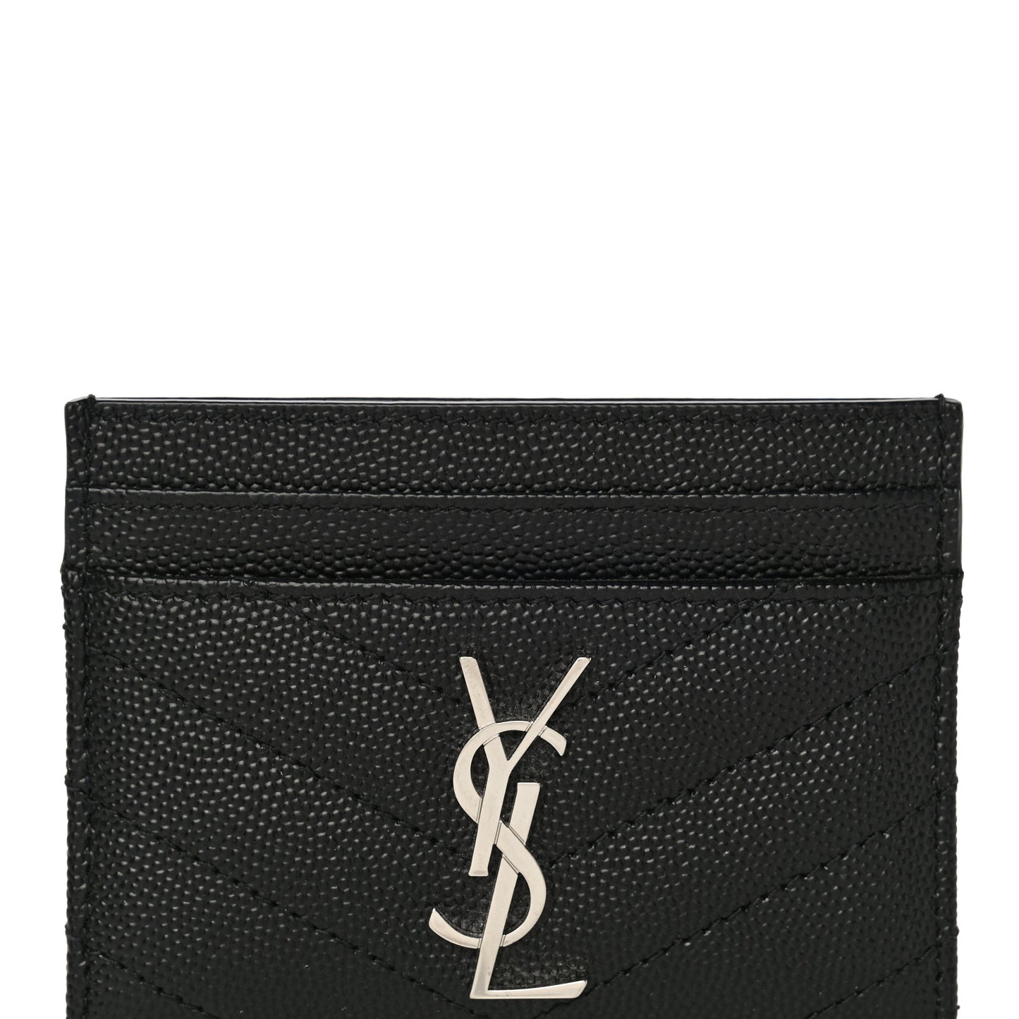 Grain De Poudre Matelasse Chevron Monogram Credit Card Case Black