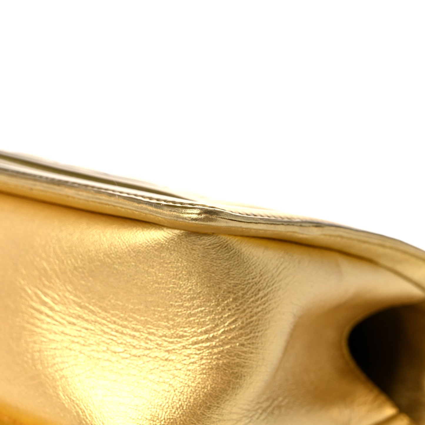 Metallic Patent Calfskin Quilted Medium Boy Flap Gold
