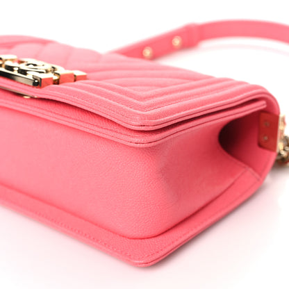 Chanel Caviar Chevron Quilted Small Boy Flap Pink 10 of 11