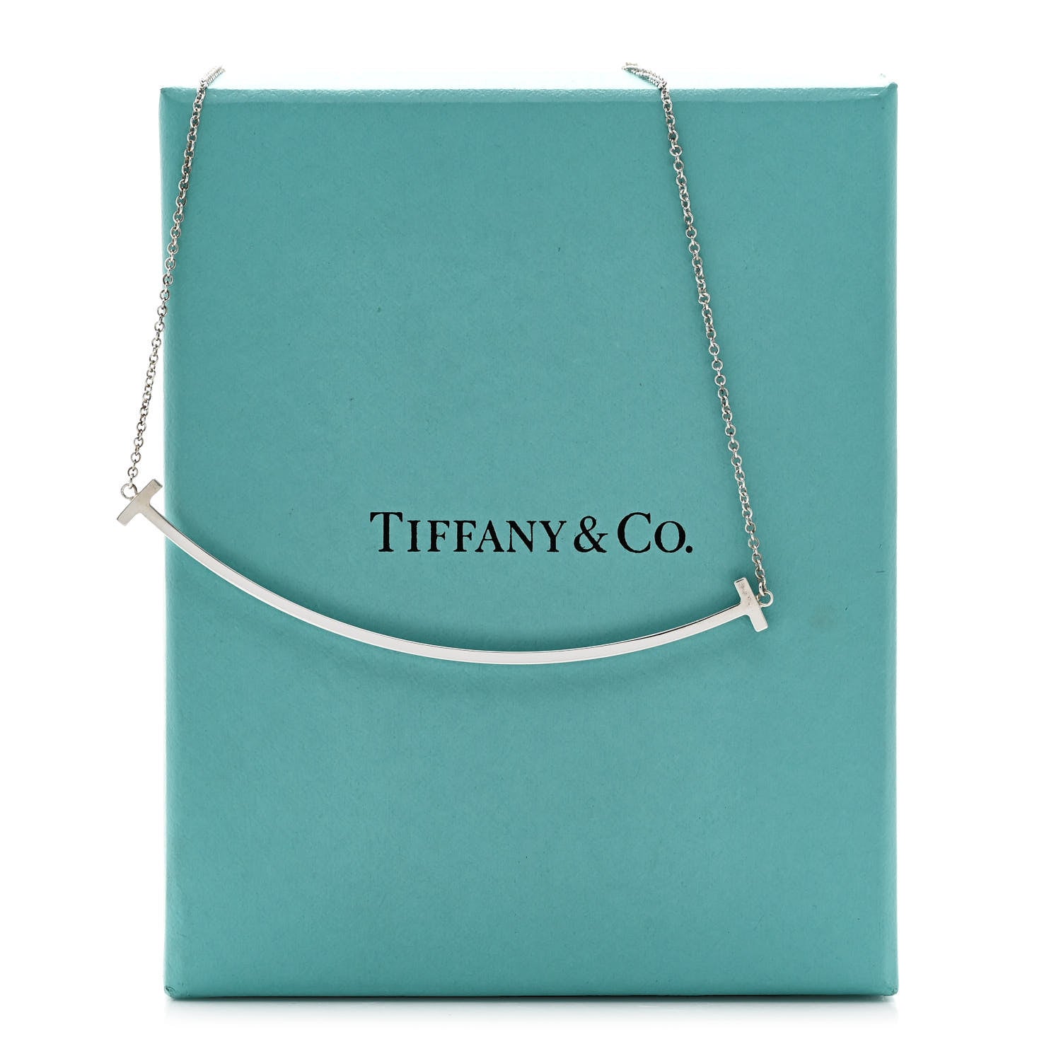 Tiffany Sterling Silver Large T Smile Pendant Necklace 6 of 6