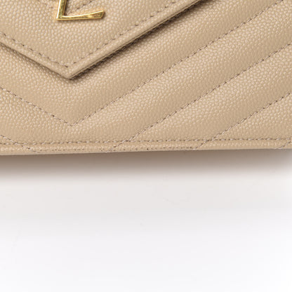 Saint Laurent Grain De Poudre Matelasse Chevron Monogram Envelope Chain Wallet Nude Powder 12 of 12