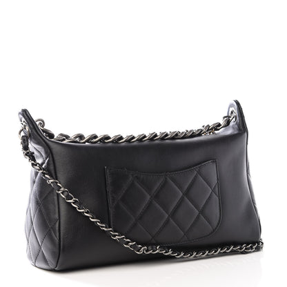 Chanel Calfskin Chain 20s Signature Hobo Black 2 of 9