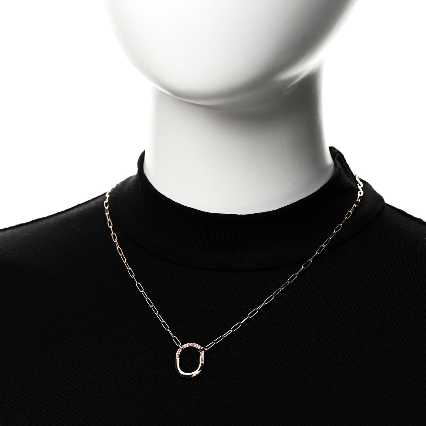 18K Rose Gold Pink Sapphire Small Lock Pendant Necklace