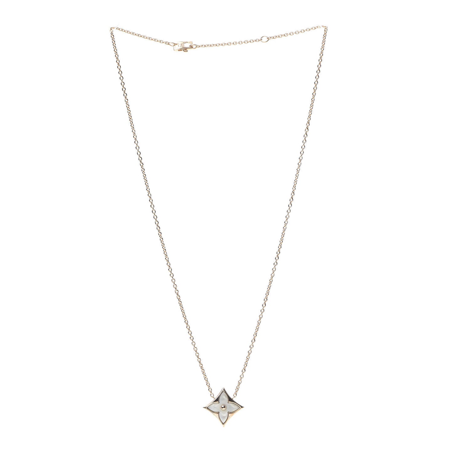 18K Pink Gold Mother Of Pearl Blossom Pendant Necklace