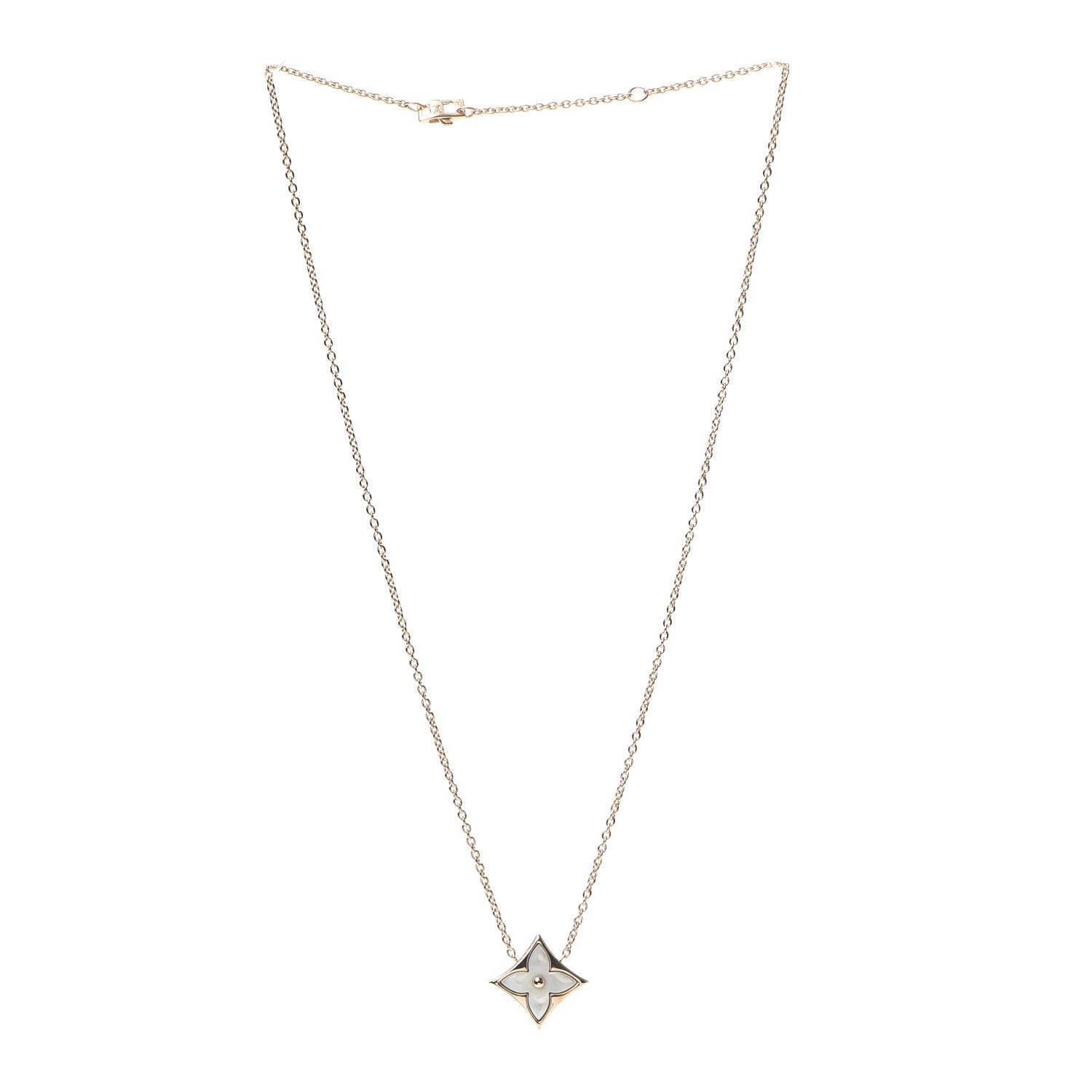 Louis Vuitton 18K Pink Gold Mother Of Pearl Blossom Pendant Necklace 3 of 6