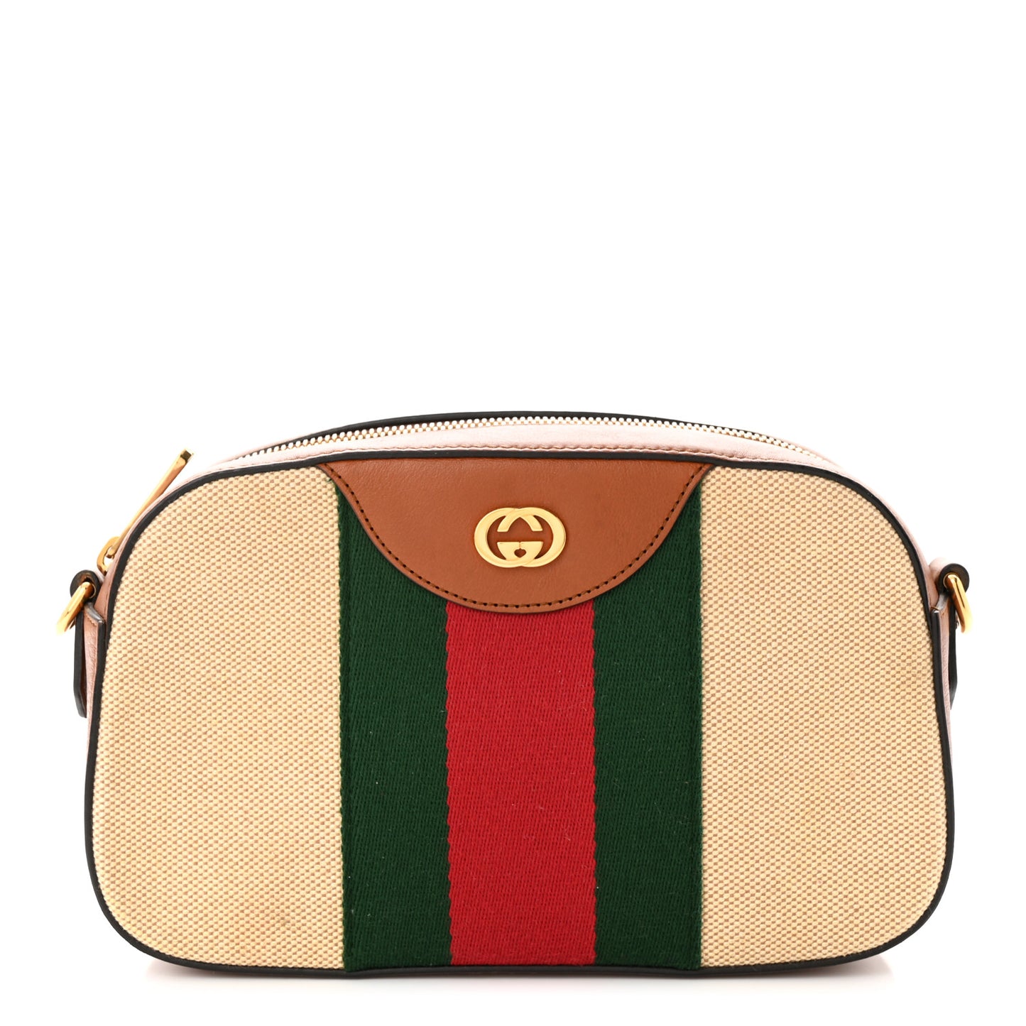 Vintage Canvas Web Shoulder Bag Sand Cuir